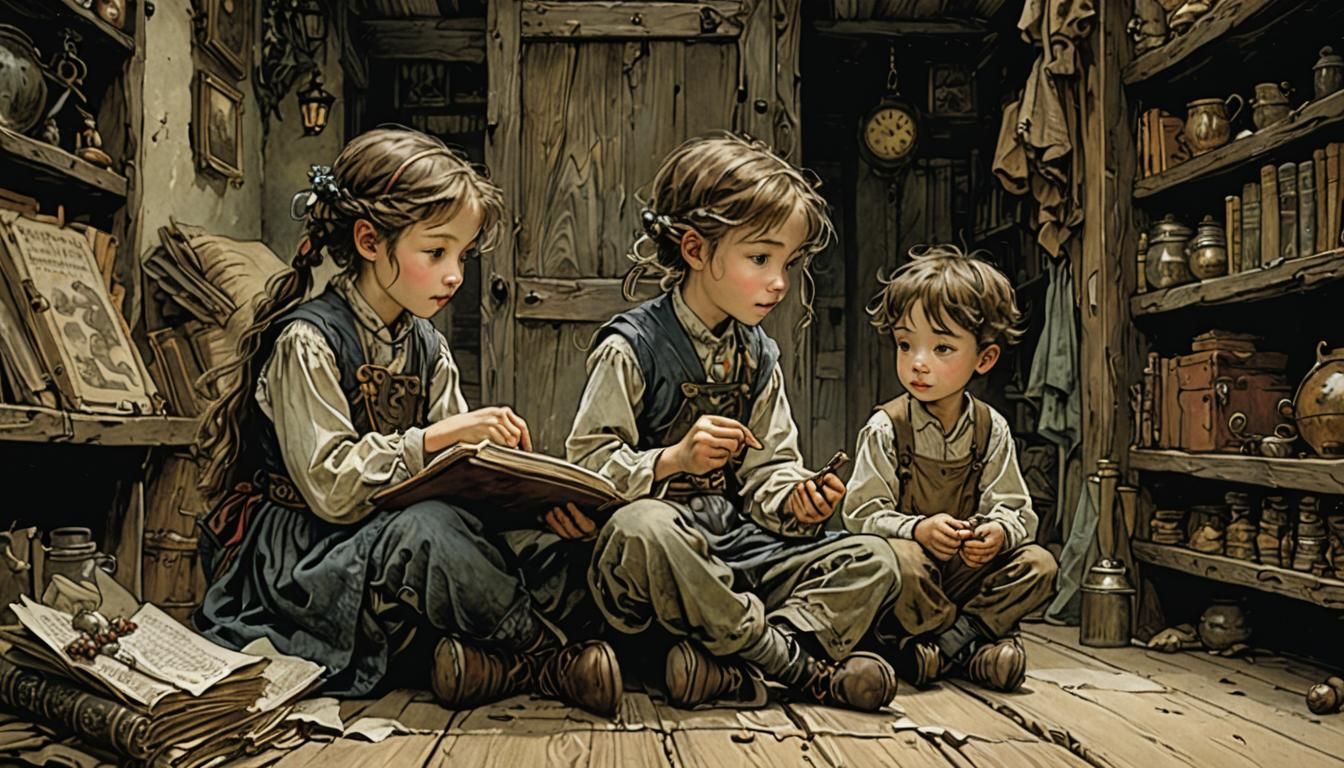 Enthralling Siblings Story in Fantasy Illustration Style