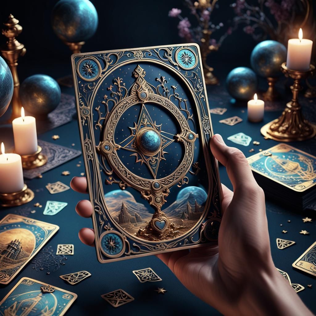 Mystical Lovers Tarot Card in 3D Cinematic Style