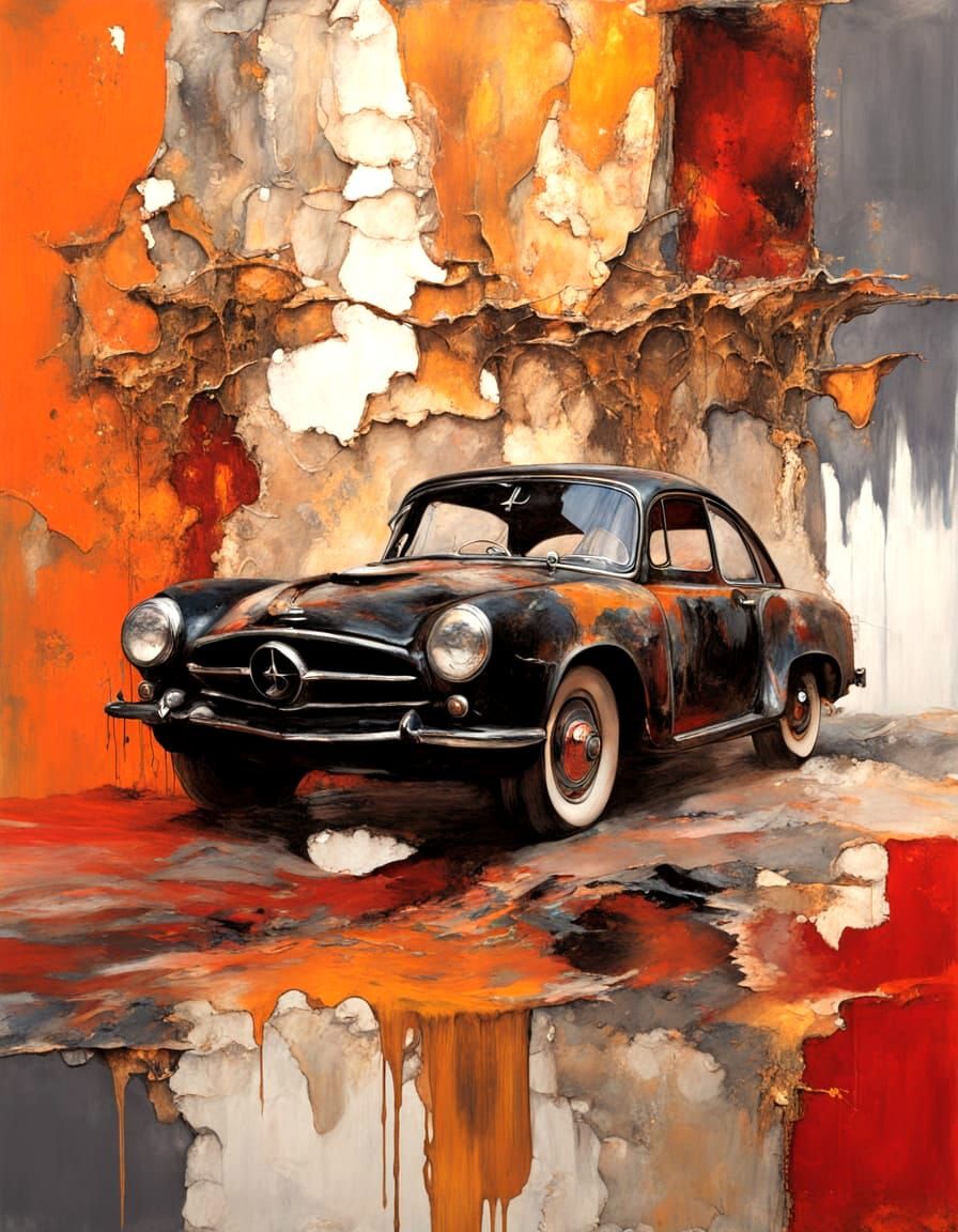 Abstract Painting with Layered Realities and Decaying Textur...