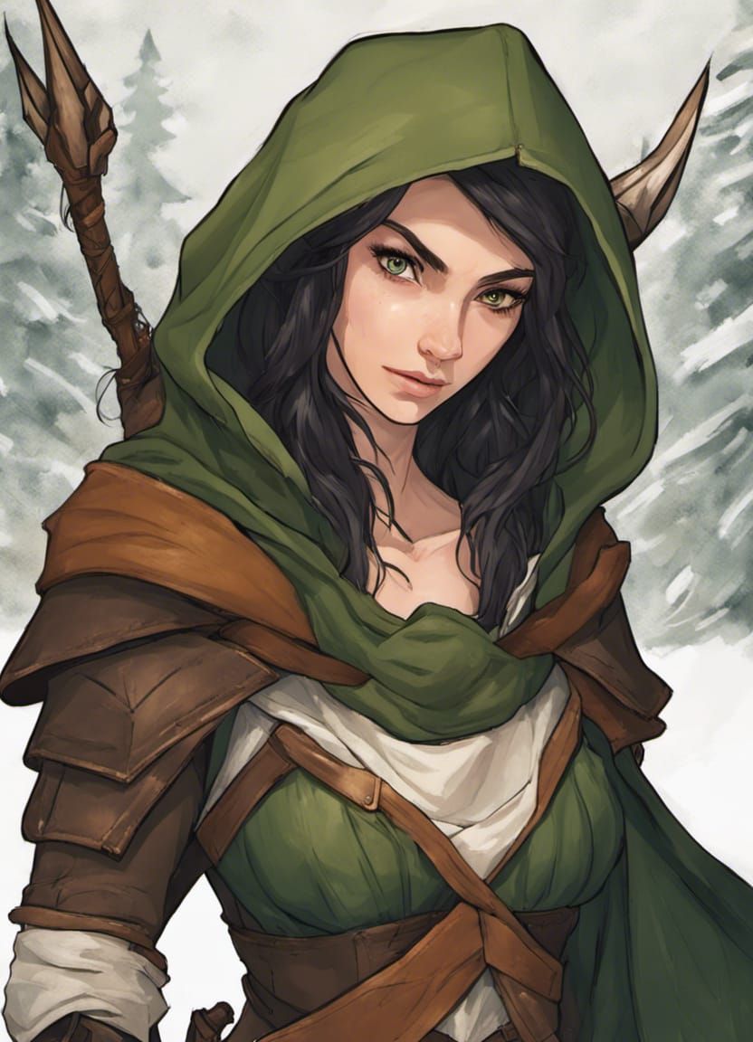 Wood Elf Archer in Forest, Fantasy Concept Art