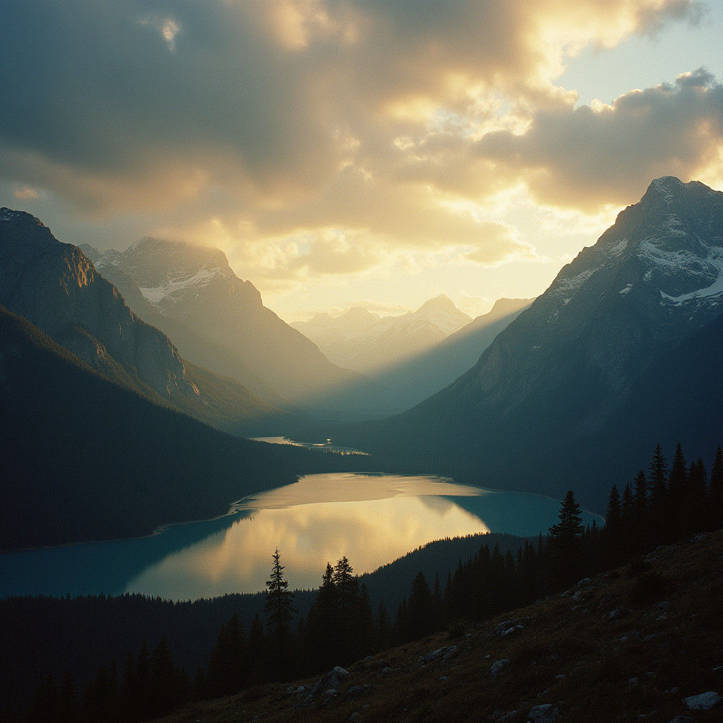 Dreamlike Wilderness: Golden Hour Landscape on Film
