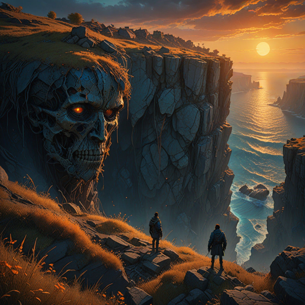 Surreal Expressionist Masterpiece with Lonely Figure at Suns...