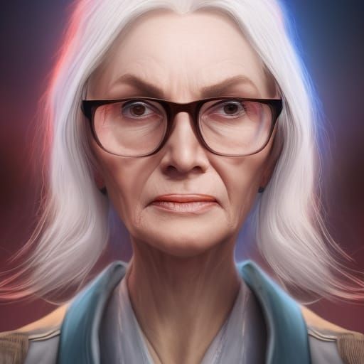 Serious Blond Woman in Lab Coat: Fantasy Concept Art