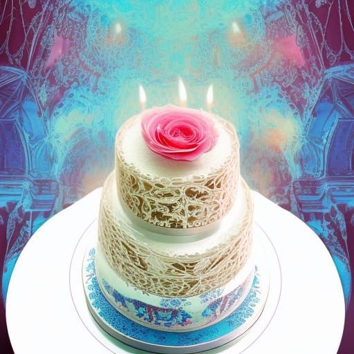 Elegant Wedding Cake with Floral Accents in 8k
