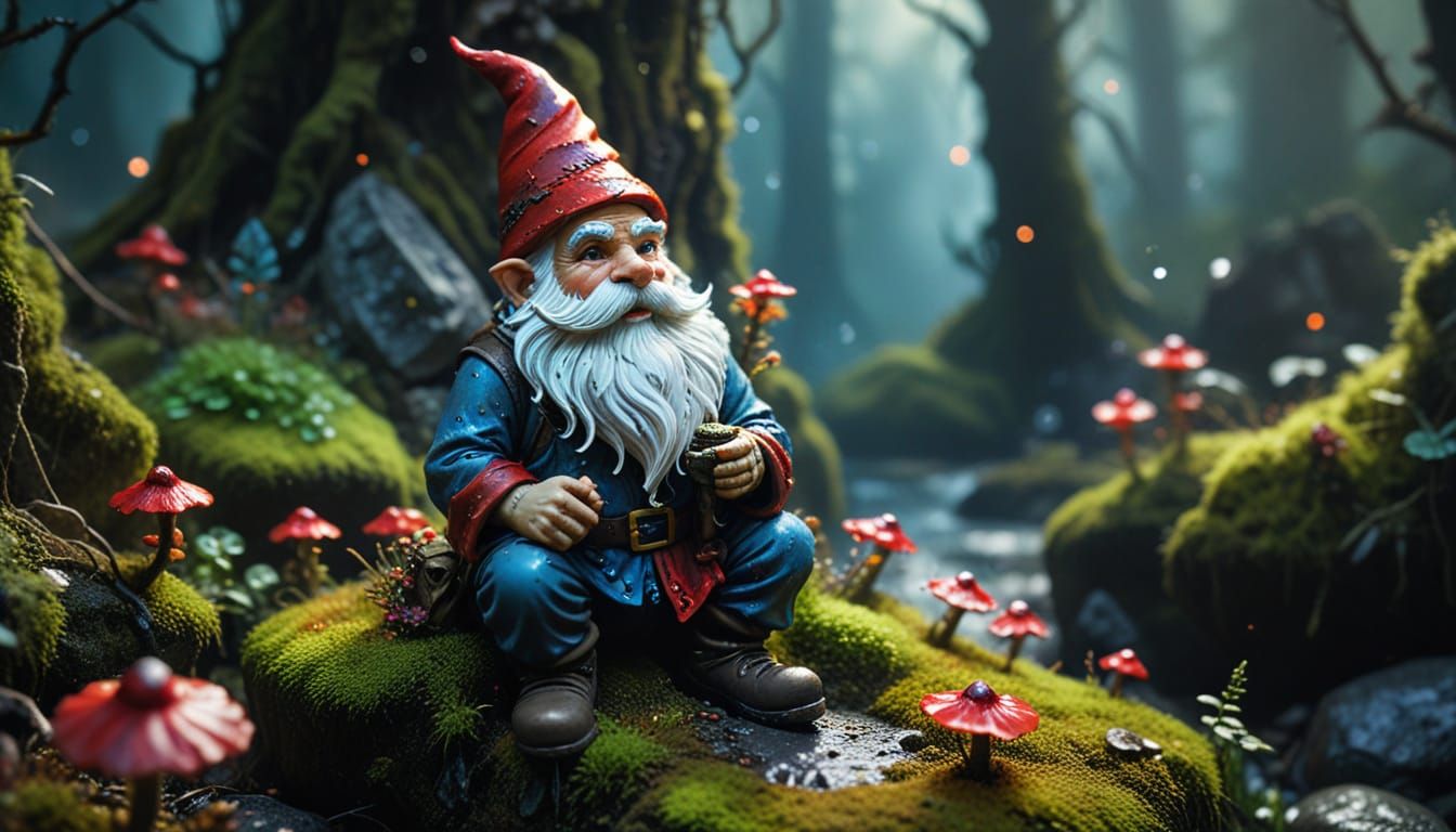 Gnome Gazing into Vortex: Fantasy Concept Art