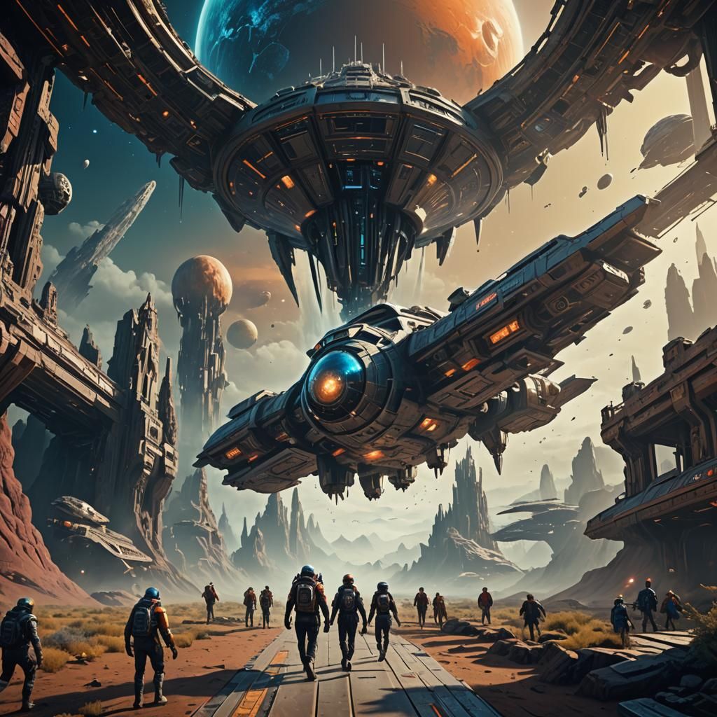 Extraterrestrial Visitors Arriving in a Spaceship