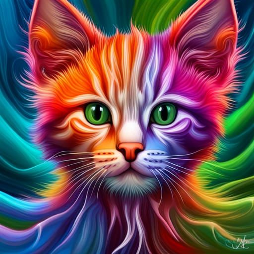 Liquid Kitten Portrait in Splash Art Style