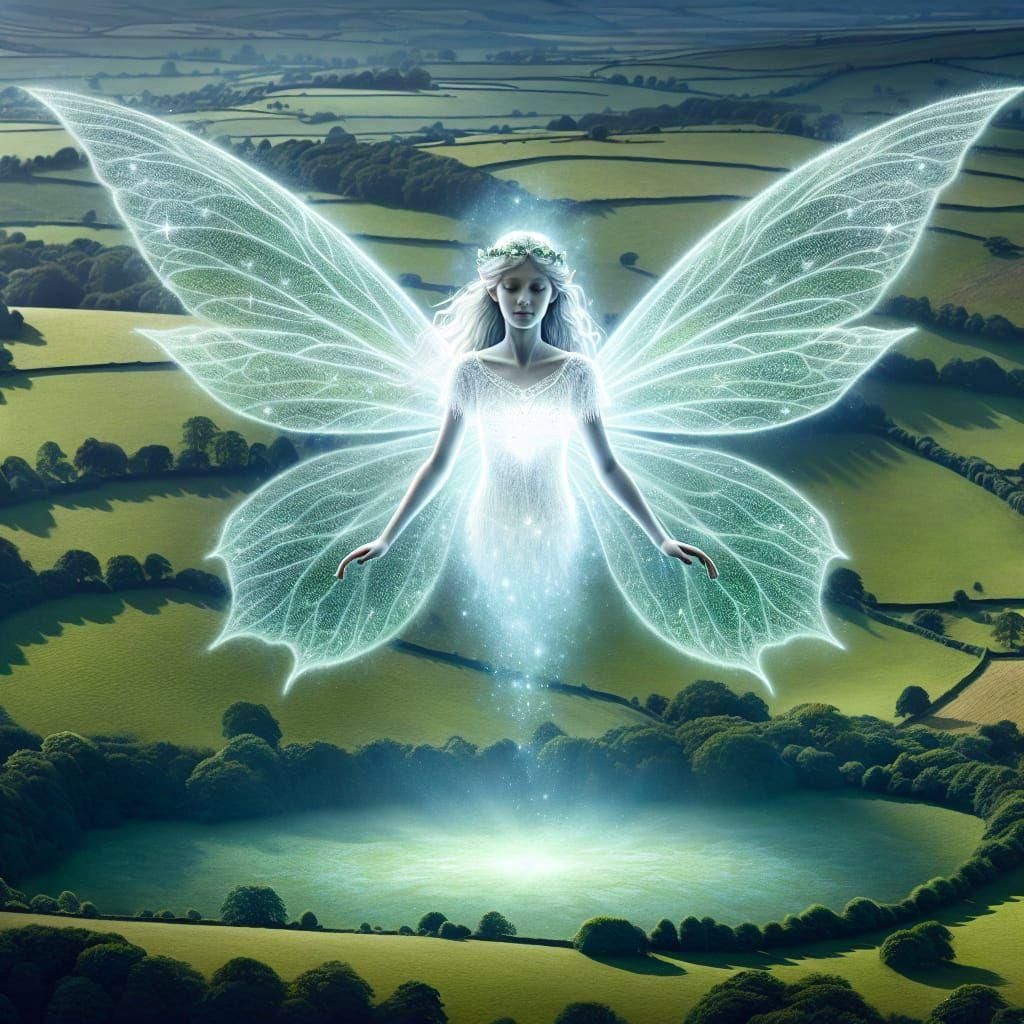 Fairy Goddess Hovering Over Pasture