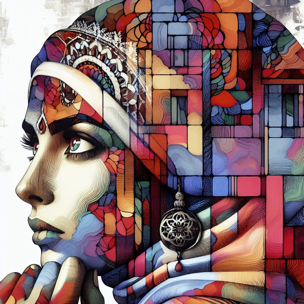 Surreal Middle Eastern Woman Contemplates Her Mind in a Maxi...