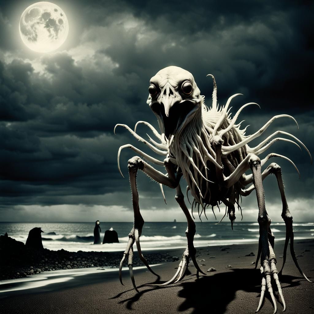 Lovecraftian Horror: Grotesque Daemon and Confused Penguin