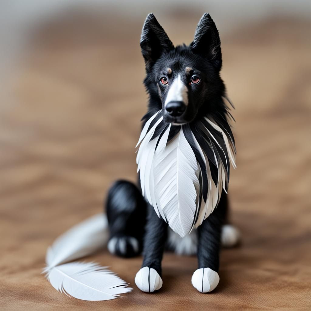 Feathered German Shepherd: A Black and White Marvel