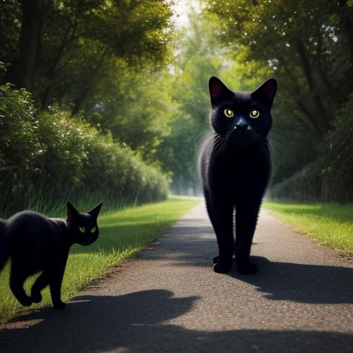 Black Cat Crossing: An Ominous High Definition Scene