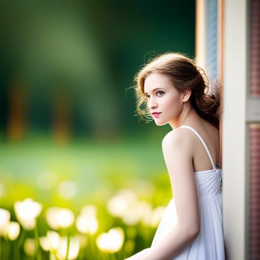 Person Seen Through Bedroom Window in Bokeh