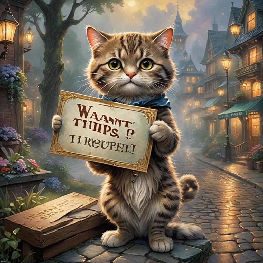 Cat Asks for Likes in Ethereal Fantasy Style