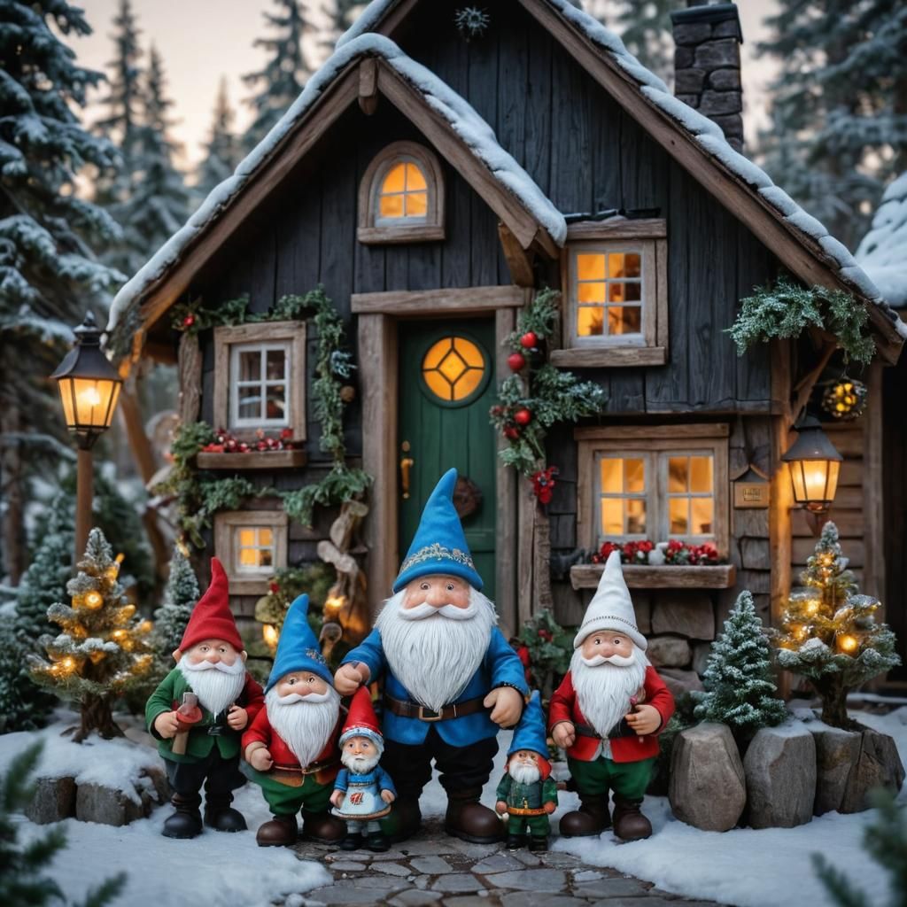 Charming Tomte Gnome Family Portrait in 8k