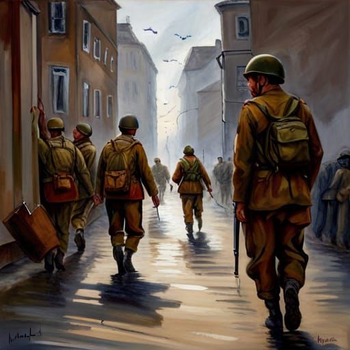 Dramatic D-Day Scene in Realistic Style