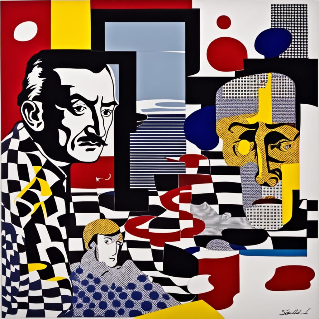 Surreal Pop Art Dilemma in Vibrant Colors