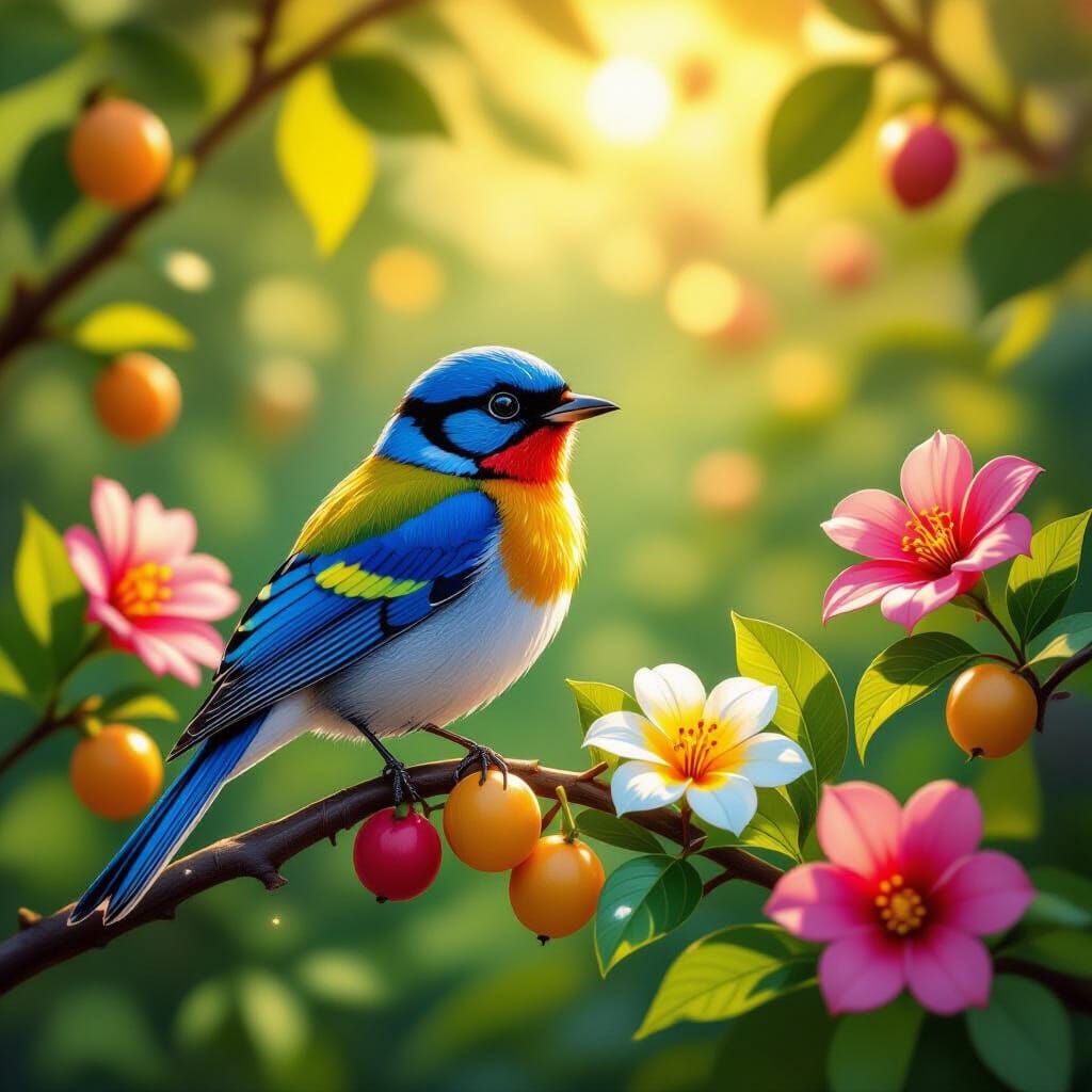 Bird with Blossoms and Fruit