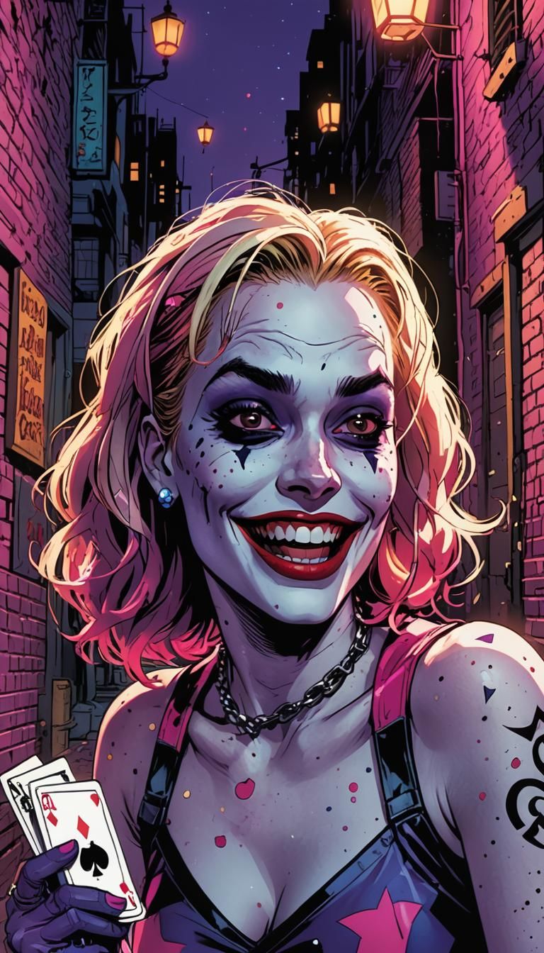 Harley Quinn Caricature in Comic Book Style