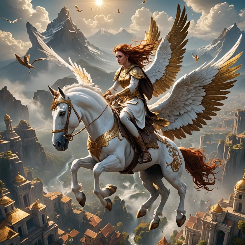 Pegasus Flies Over Olympus in Detailed Matte Painting