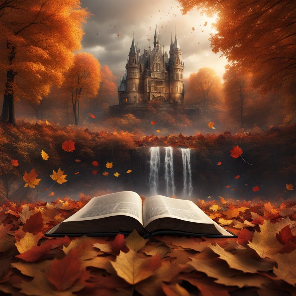 Book in Autumn Leaves: Digital Matte Painting