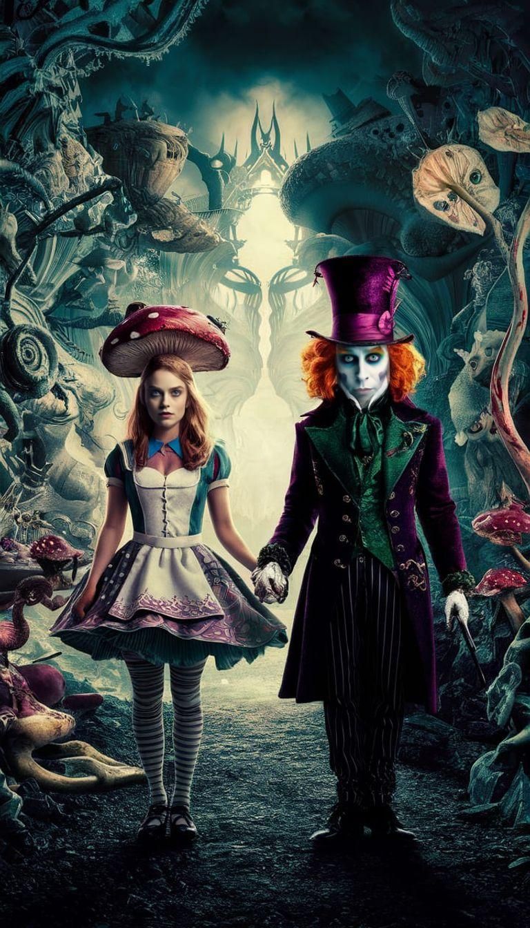 Alice and Mad Hatter Crossover Adventure Poster