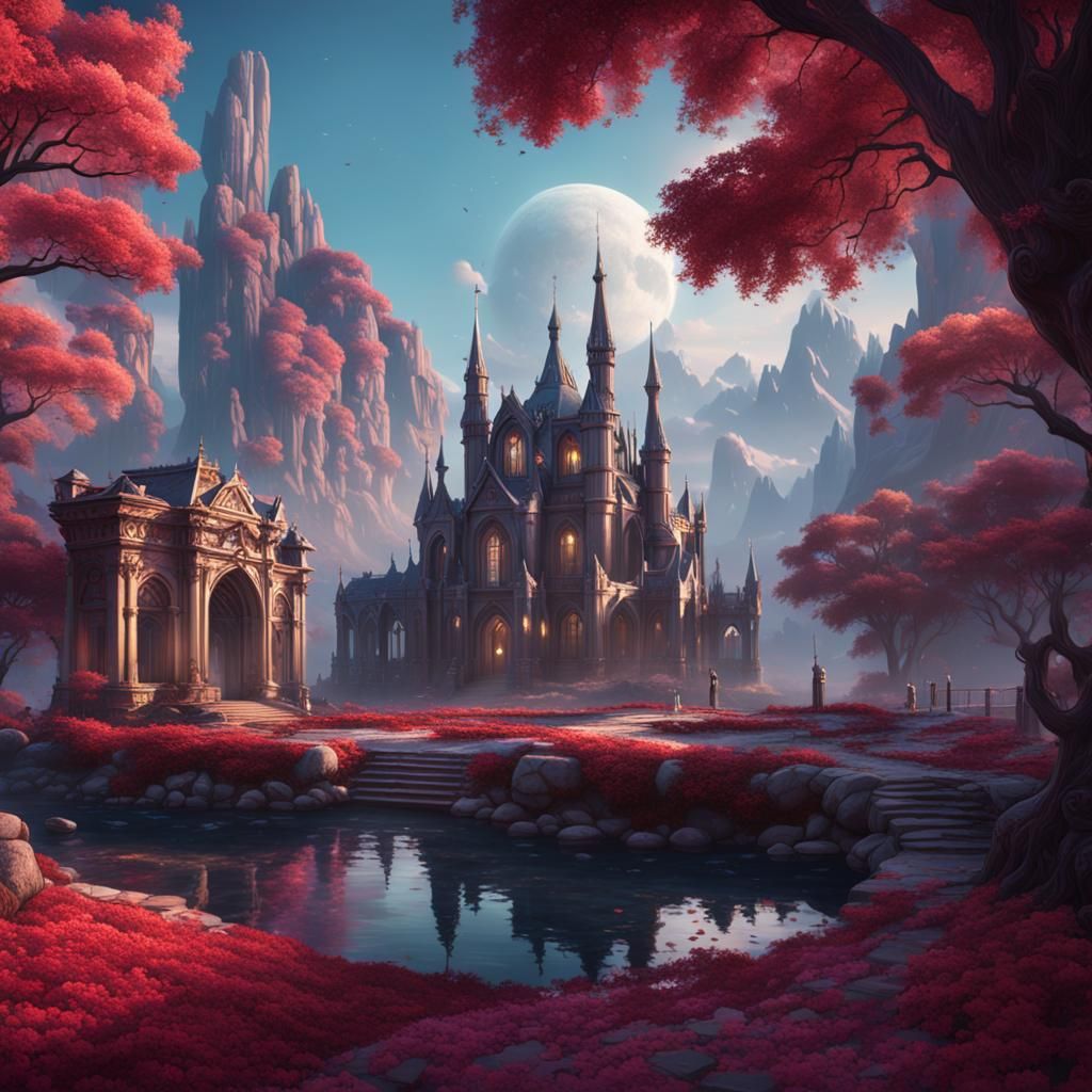 Detailed Valentine's Day Matte Painting in Deep Color