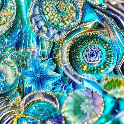 Surreal Jewelry with Labradorite in Vibrant Digital Art