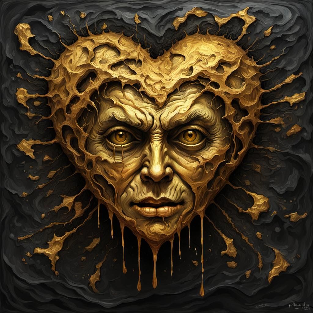 Grotesque Gold Heart: An Impressionist Masterpiece