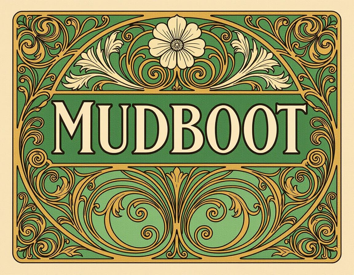 Art Nouveau Gold Sign with Floral Details