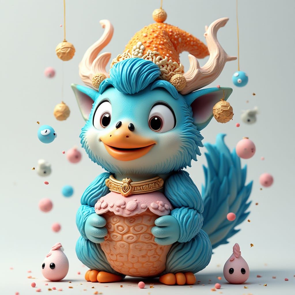 Corgi in Denim Vest Runs Through Meadow in 3D