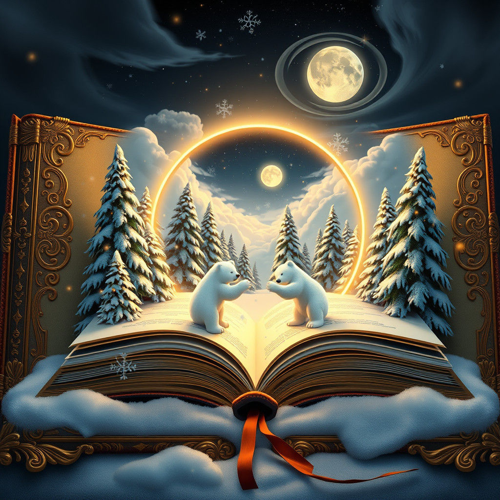 Gilded Book Portal to Winter Wonderland
