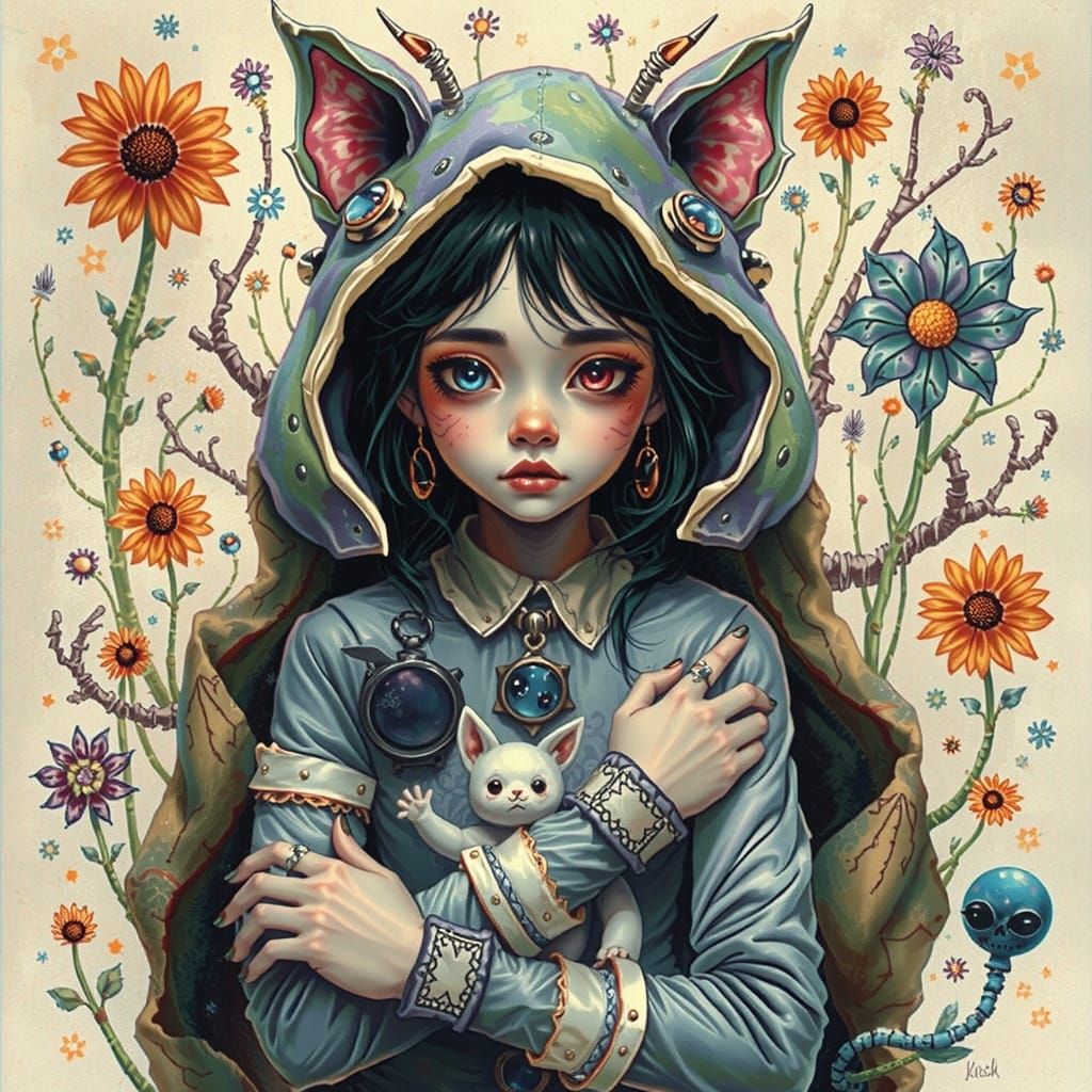 Eerie Fae Figures with Luminescent Eyes