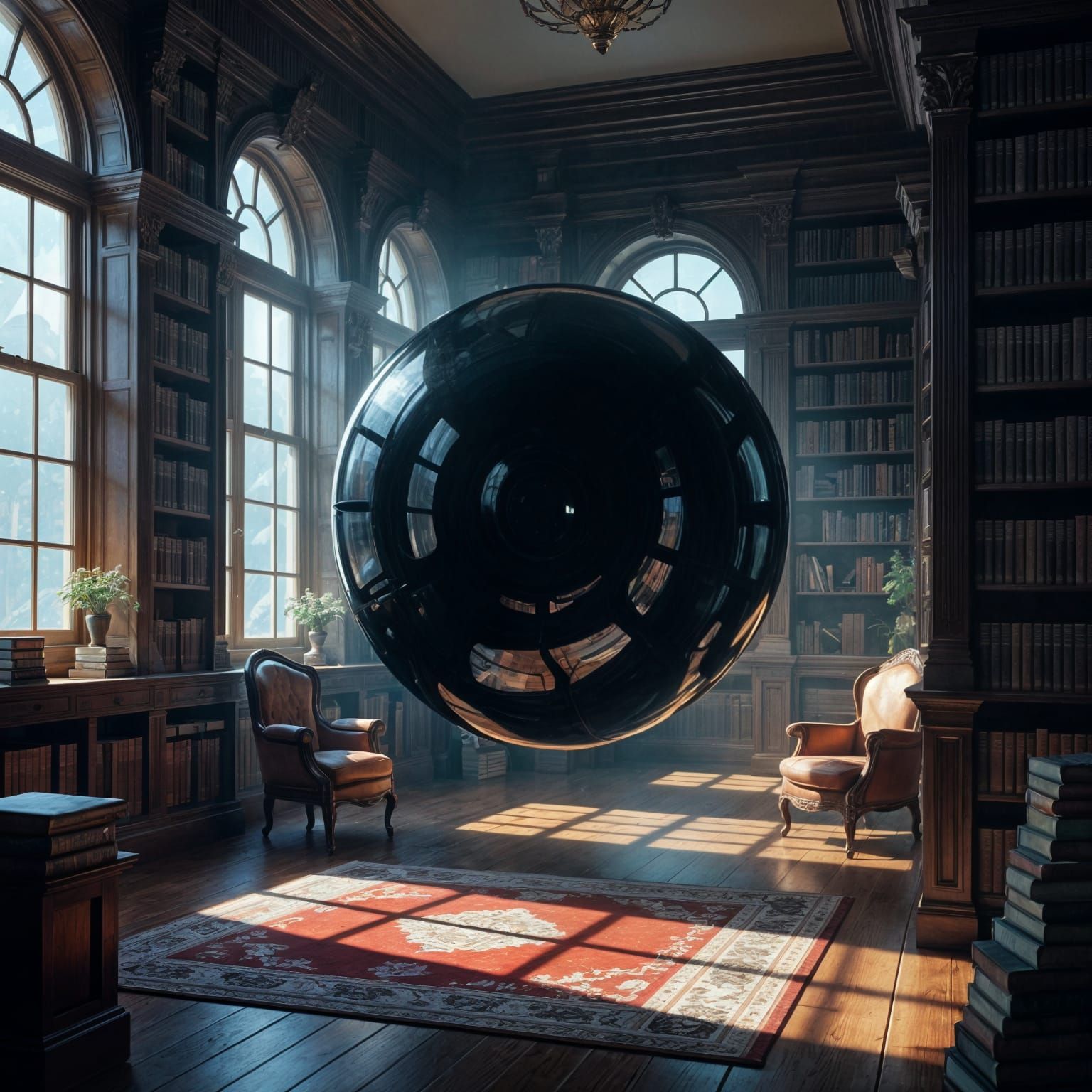 Black Hole in Cozy Library Concept Art
