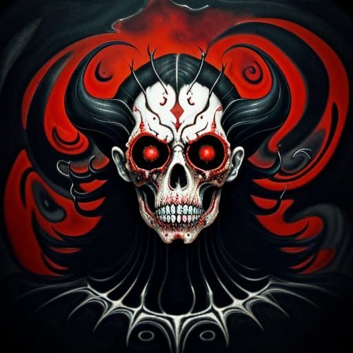 Watercolor on canvas. Close-up shot. A tormented soul scream...