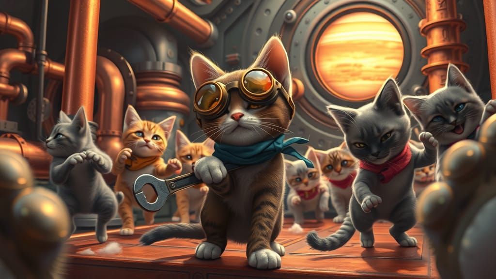 Steampunk Kitten in Gearheart Chamber