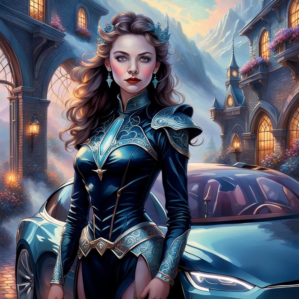 Ethereal Mistress on Tesla: Hyperdetailed Fantasy Art