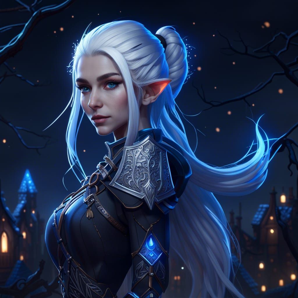 Elf Girl with White Hair in Fantasy Art