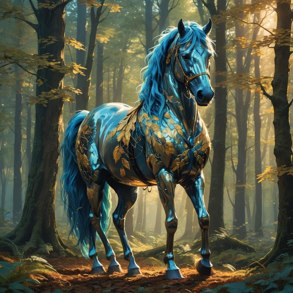 Iridescent Horse in Enchanted Forest Concept Art