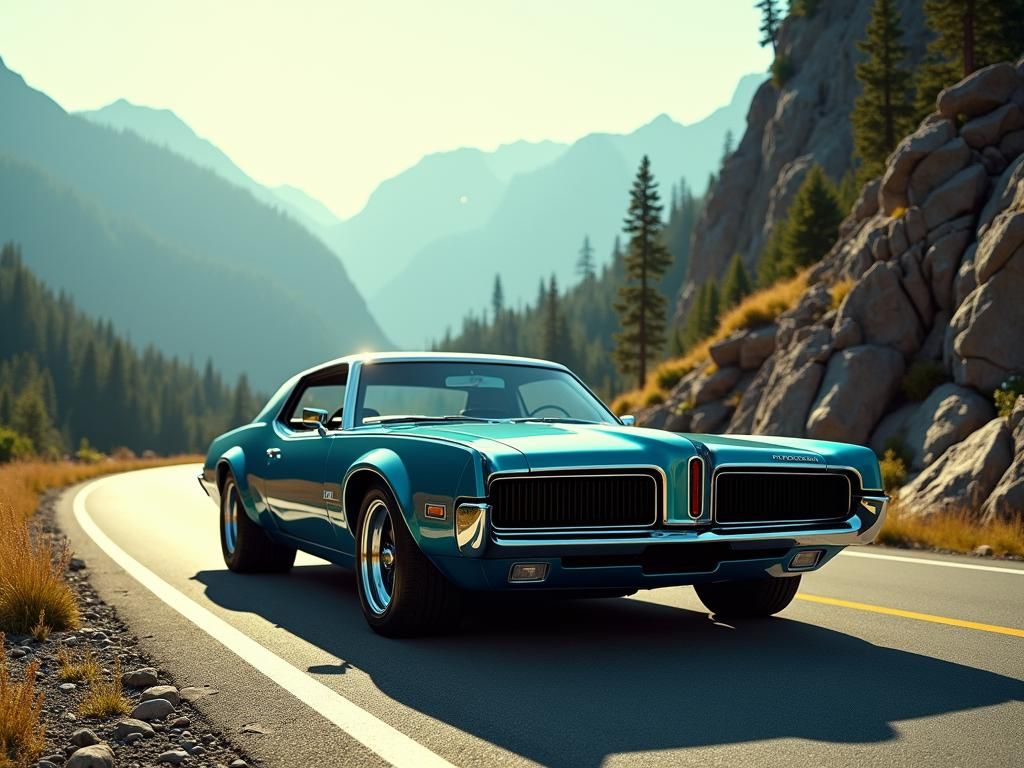 1970 Mercury Cougar Eliminator Beside Mountain Road