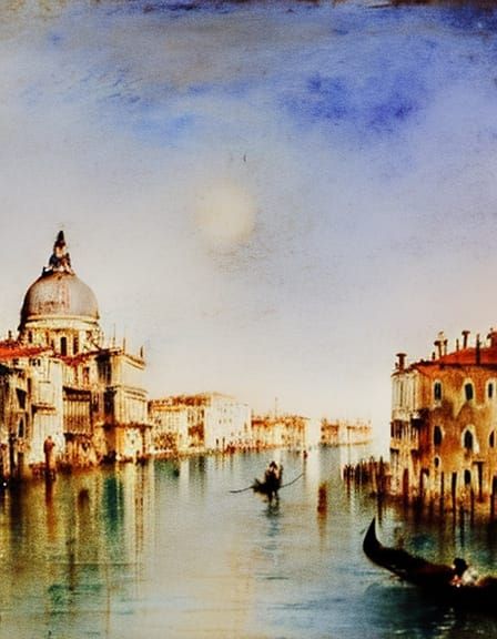 Venice Gondolier in Watercolor Style