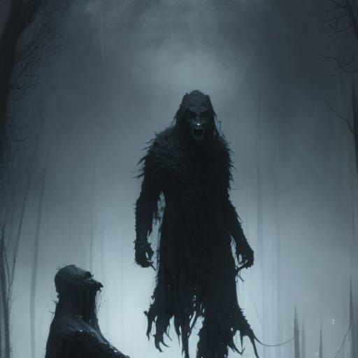 Gothic Werewolf in Dark Forest Concept Art
