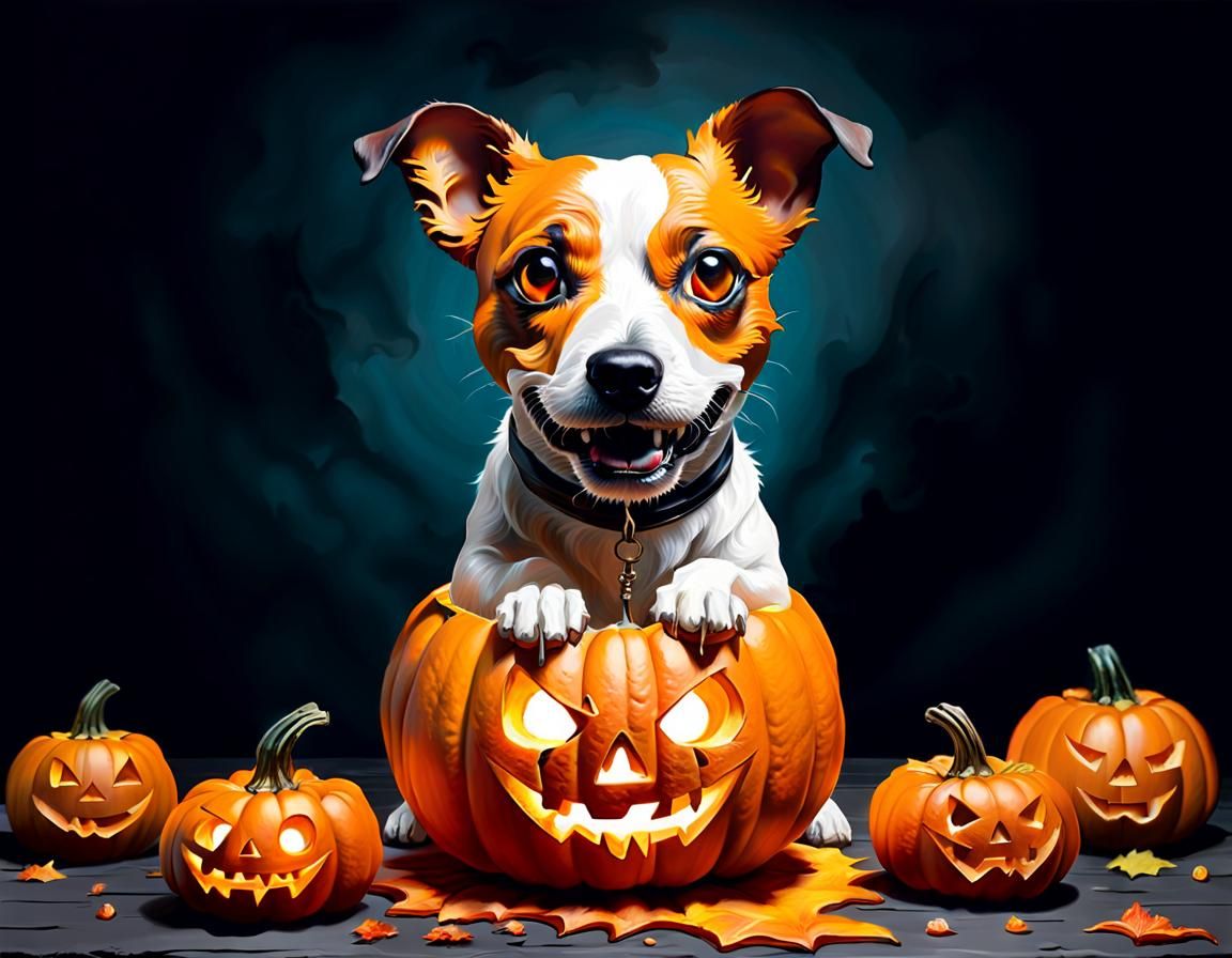Jack Russell Terrier Vampire Pumpkin Carving