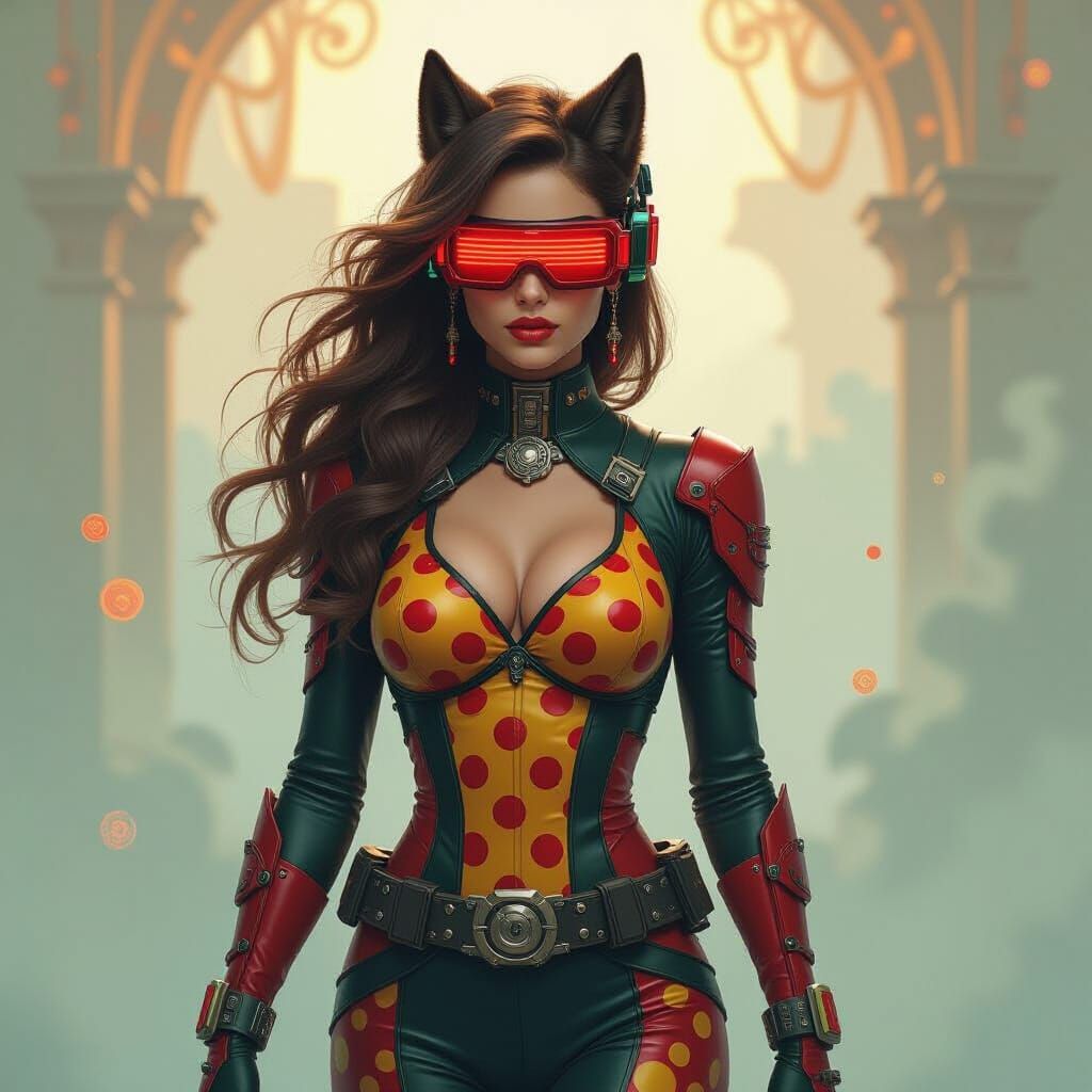 Futuristic Lady in Mystical Mist, Digital Oil Painting