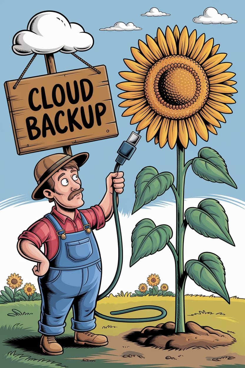 Confused Gardener Connects Sunflower to Cloud Backup