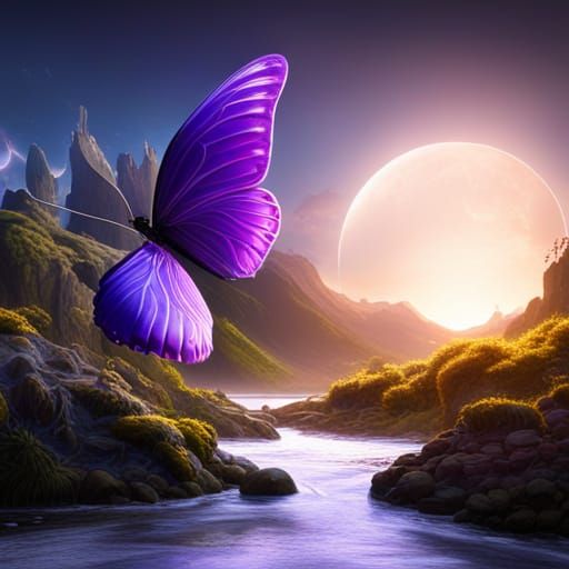 Fantastical Purple Butterfly in Detailed Matte Painting