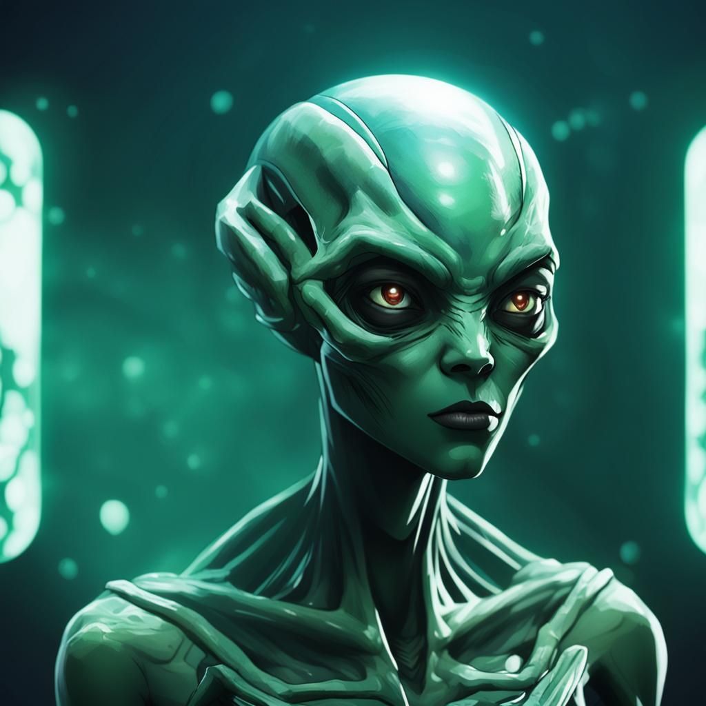 Woman's Transformation into Cel-Shaded Anime Alien