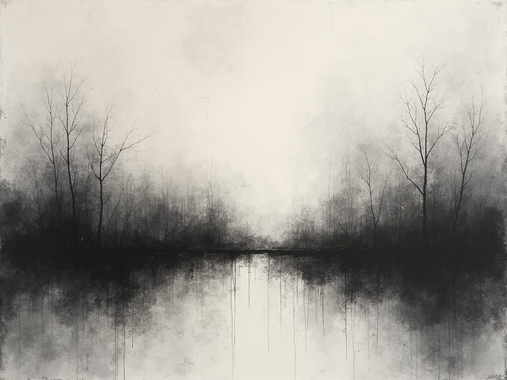 Grey Landscape in the Style of Abstract Expressionism