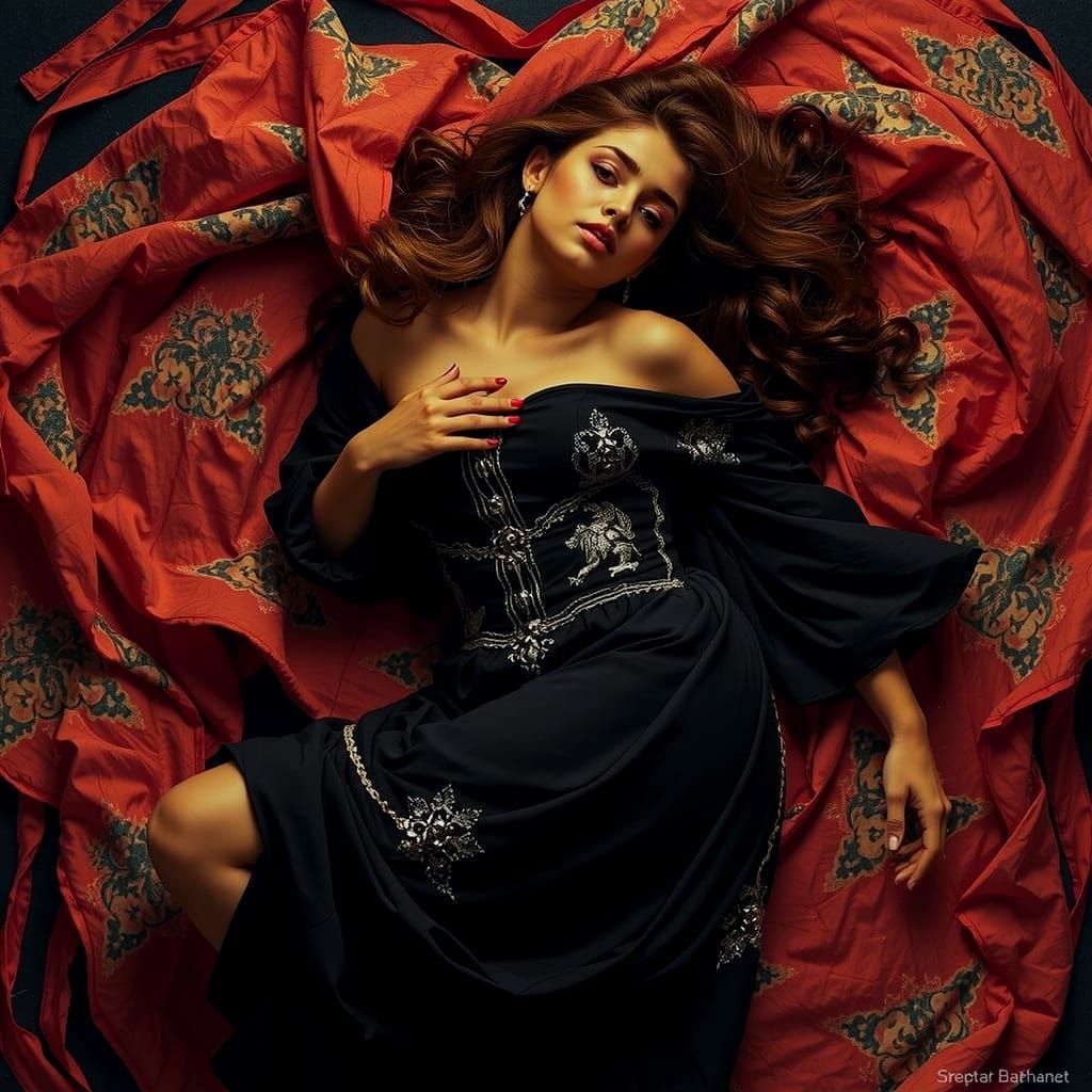 Abstract Swirls of Red Tones and Twisted Forms