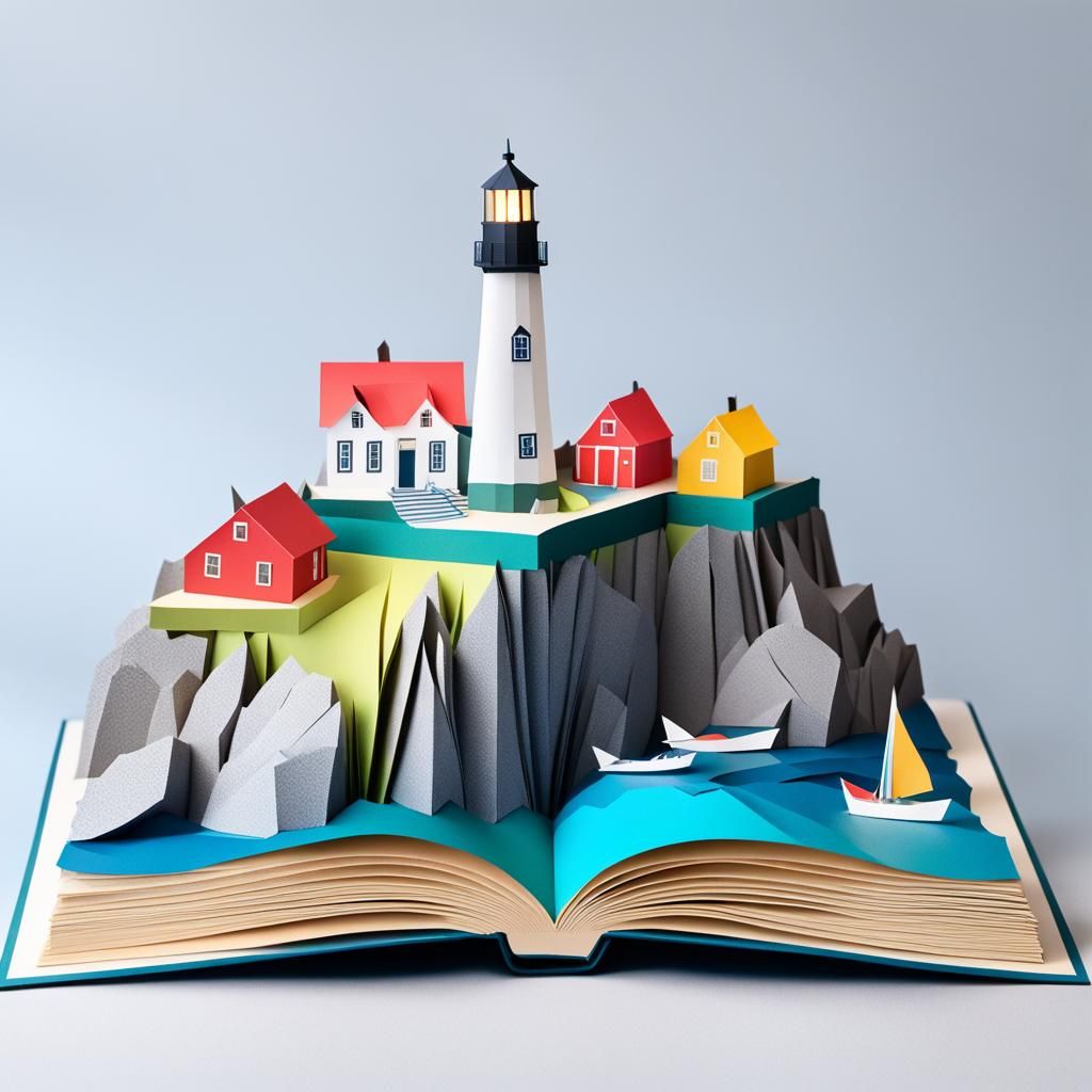 Maine Lighthouse Papercraft in 3D PopUp Book